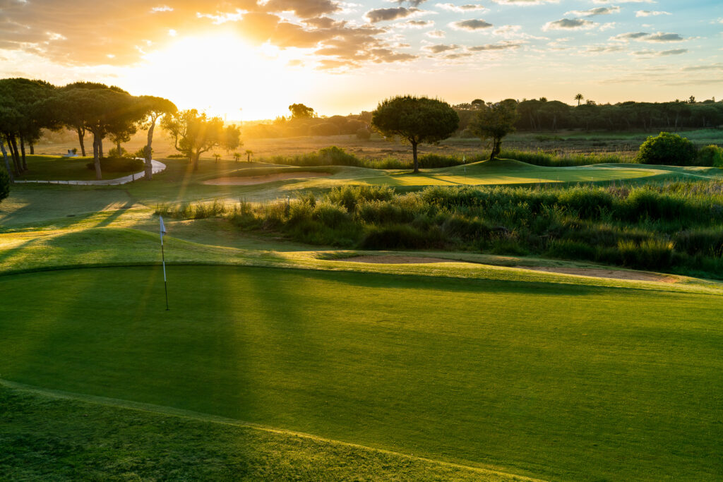 golf course at sunset