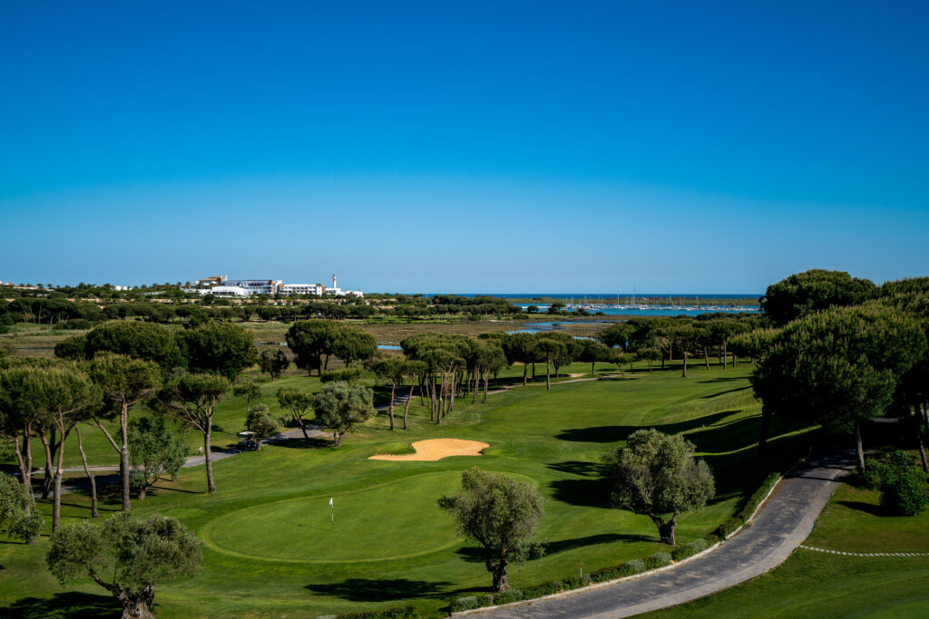 Golf course with blue sky