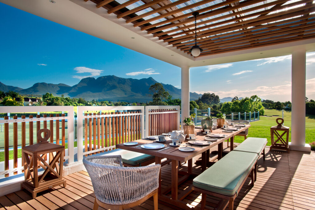 Outside dining at Fancourt hotel table and chairs